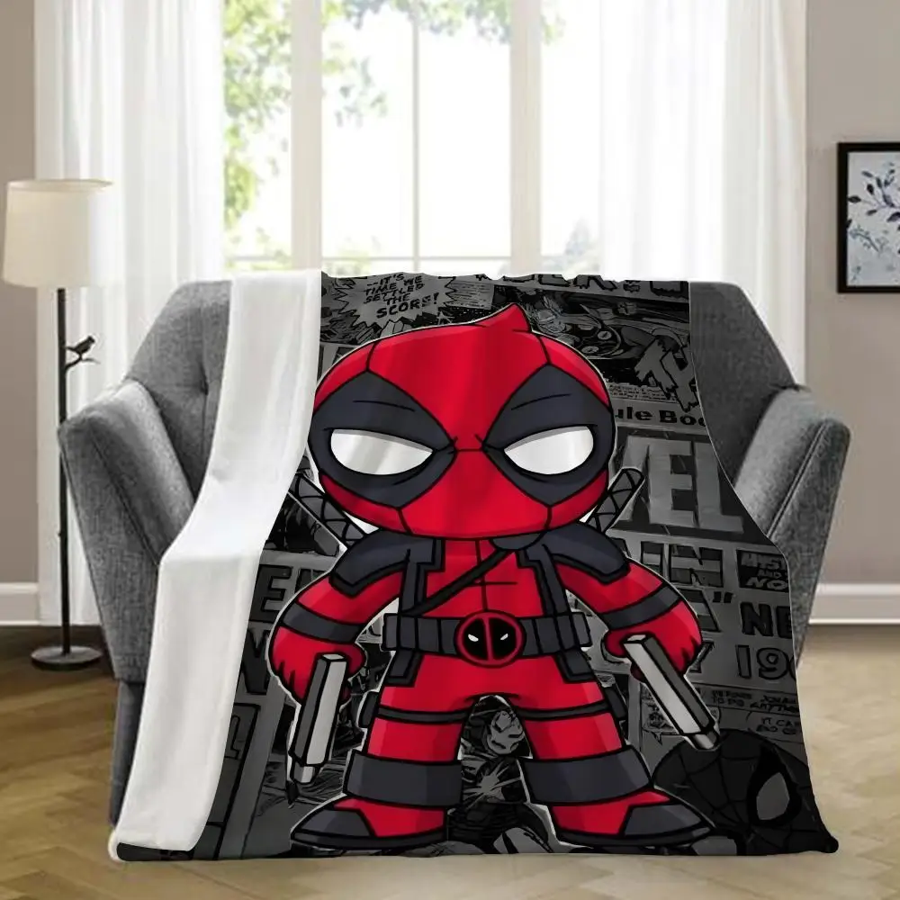 

Marvel Deadpool Cartoon Throw Blanket Aesthetic Art Flannel Blanket Portable Home Travel Camping Sofa Picnic Thickening Flannel