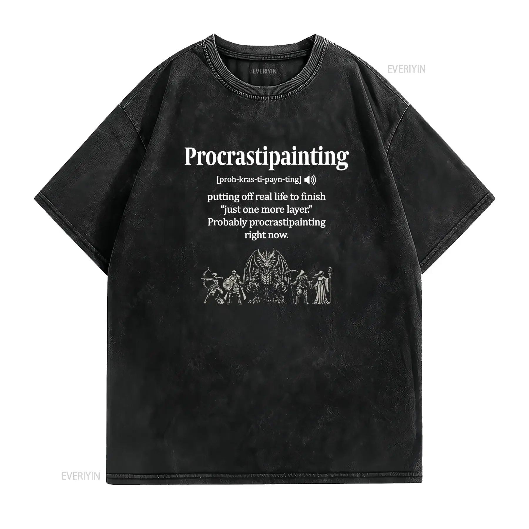 Miniature Painter Battle Damage Funny Painting T Shirt Casual Crew Neck Slight Stretch Fabric Regular Fit Perfect for Men