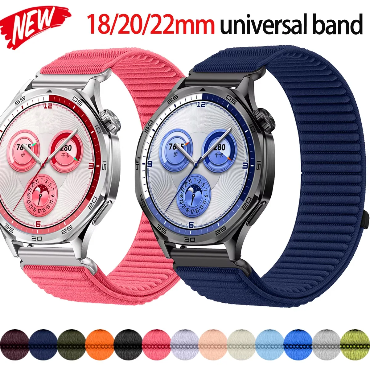 22 mm 20 mm 18 mm Sport-Nylonband für Huawei Watch GT5 4 46 mm Webarmband für Huawei Watch GT5 GT4 41 mm GT5 Pro 42 mm Armband