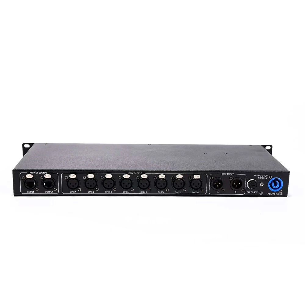 8-Way DMX Splitter with 3-Pin Network Multi Expander Output 8x512 Channels For Satge Dj Lighting Controller