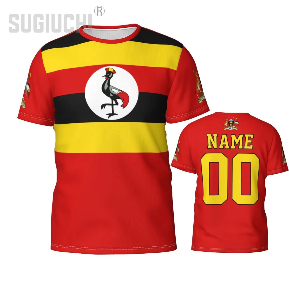 T-shirts personnalisés avec nom et numéro, emblème du drapeau de l'Ouganda, 3D, pour hommes et femmes, vêtements d'équipe, cadeau pour les fans de football