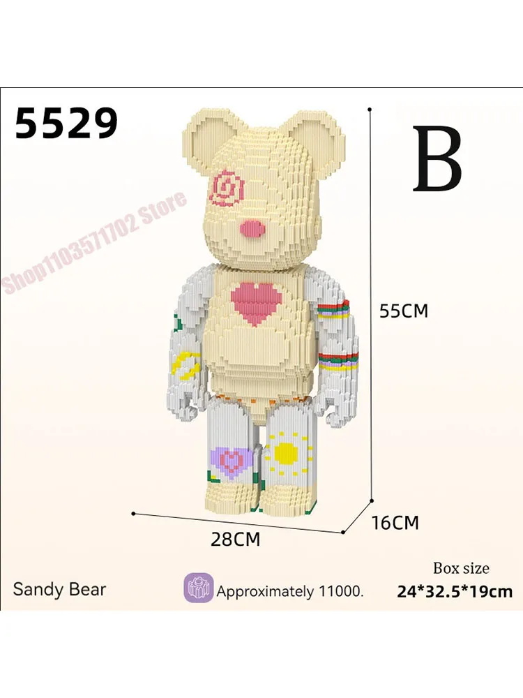 

Cartoon MOC Big Mega Bearbrick Violent Bear Gloomy Bear Micro Model 13500PCS Miniature Building Blocks Brick Puzzle Toys GiftCar