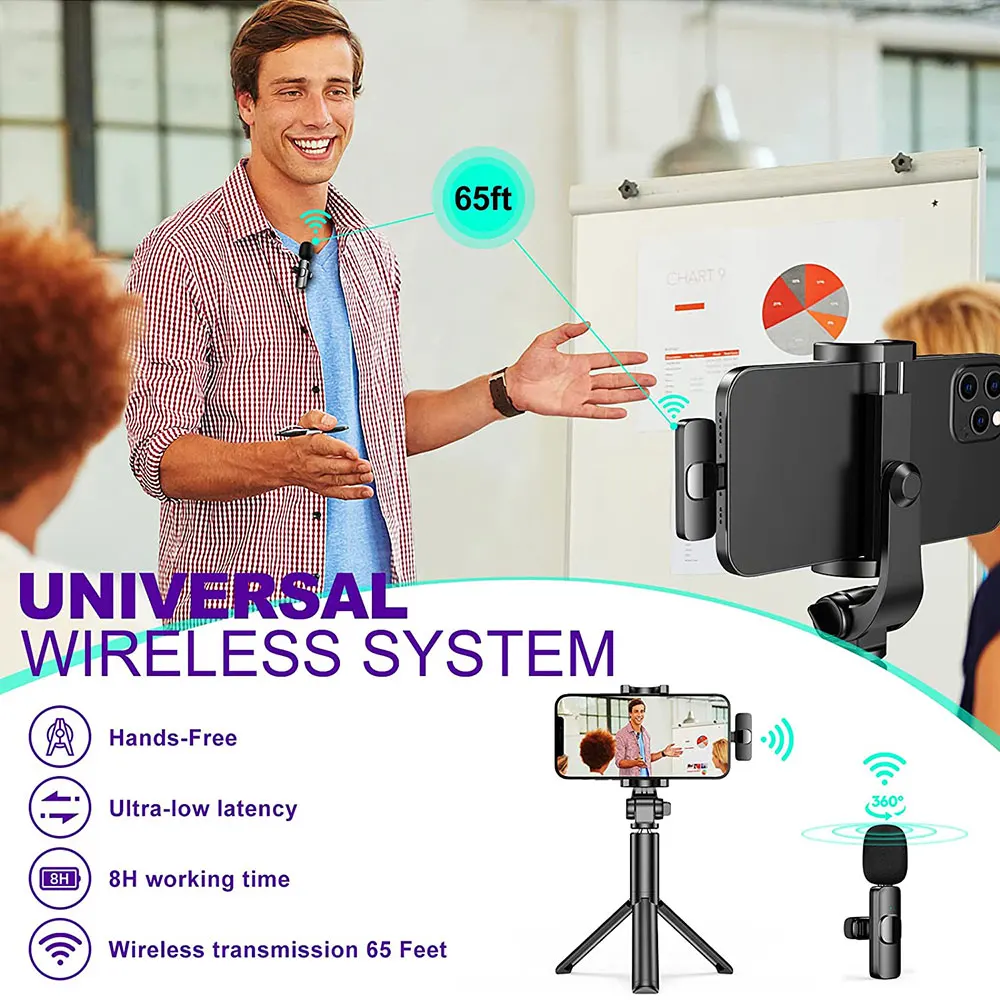 Draadloze Lavalier Microfoon Draagbare Audio Video-opname Mini Microfoon Voor Iphone Android Live-uitzending Gaming Telefoon Microfonoe