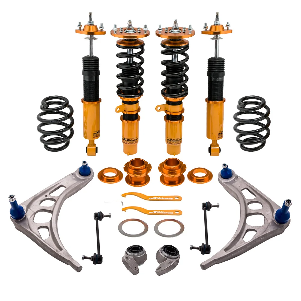 Adjust Coilovers Control Arms Kit for BMW E46 Saloon 320i 325i 328i 330i 98-05 Springs For 3 2-door Convertible 330ci 325ci