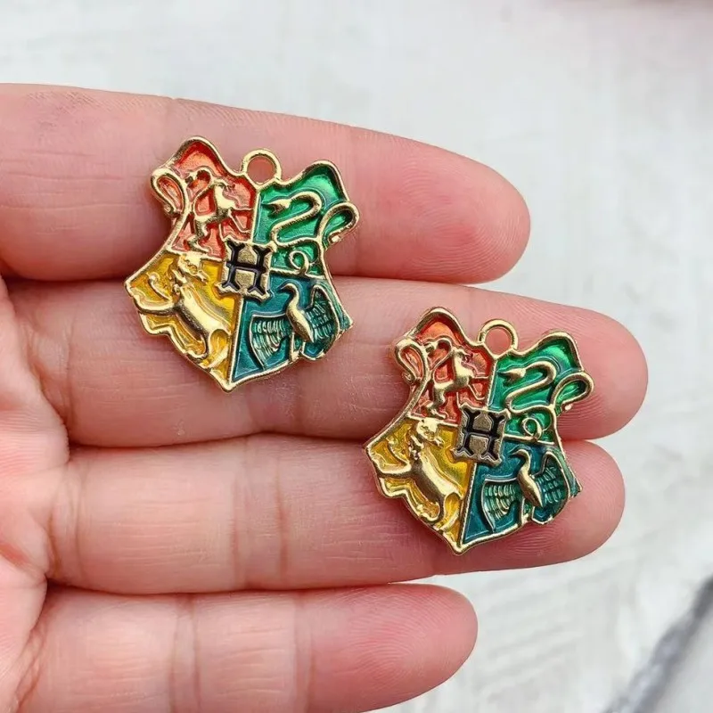 10PCS Enamel Cartoon Pendant School of Magic Badge Dangle Charms for Necklace Bracelets DIY Accessories Jewelry Keychain Charms