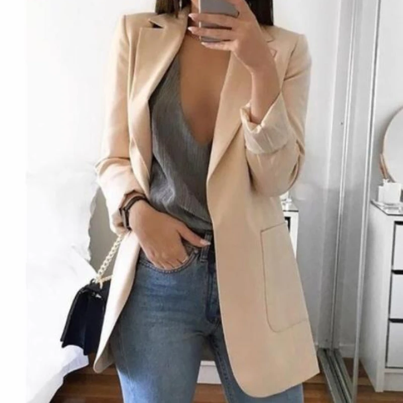 Blazer de tempérament élégant pour femmes, vêtements de travail décontractés, vestes basiques, vêtements minces, Combb Fashion, revers