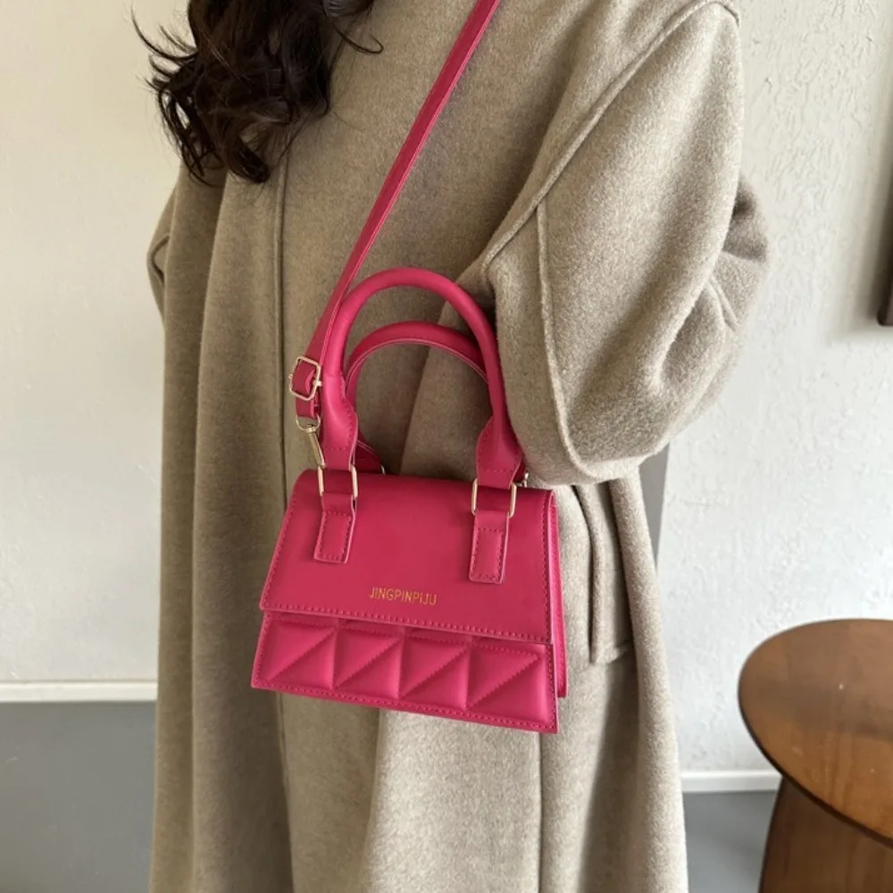 

Korean Style Plaid Leather Square Bags All-match Waterproof Single Shoulder Bag Temperament Solid Color Crossbody Bag Travel