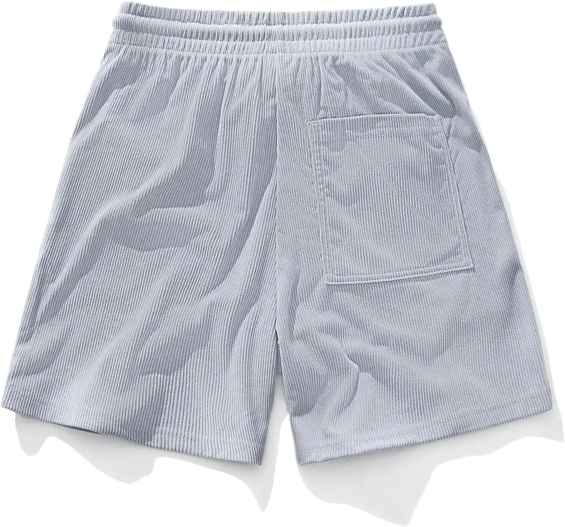AIMPACT Mens Corduroy Shorts 6 Inseam Casual Elastic Waist Drawstring Summer Beach Shorts for Men with Pockets