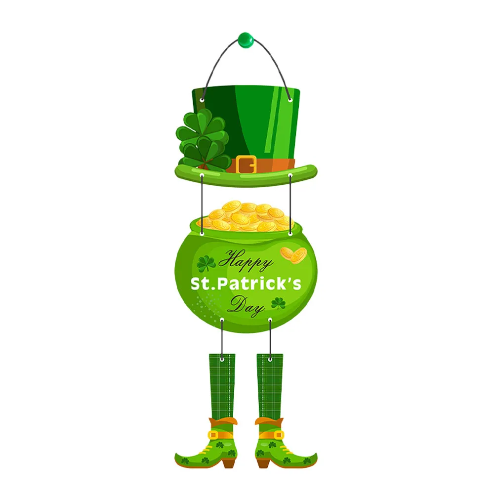 St Patrick's Day Irish Themed Hanging Paper Sign Lucky Clover Door Decoration Wall Hanging Shamrock Decor Party Supplies