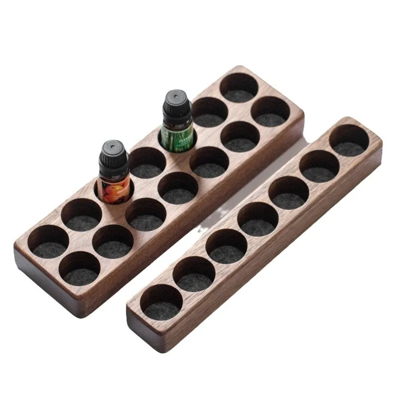 

Wood essential oil storage rack, desktop grid cosmetic finishing rack, shopping mall essential oil display rack