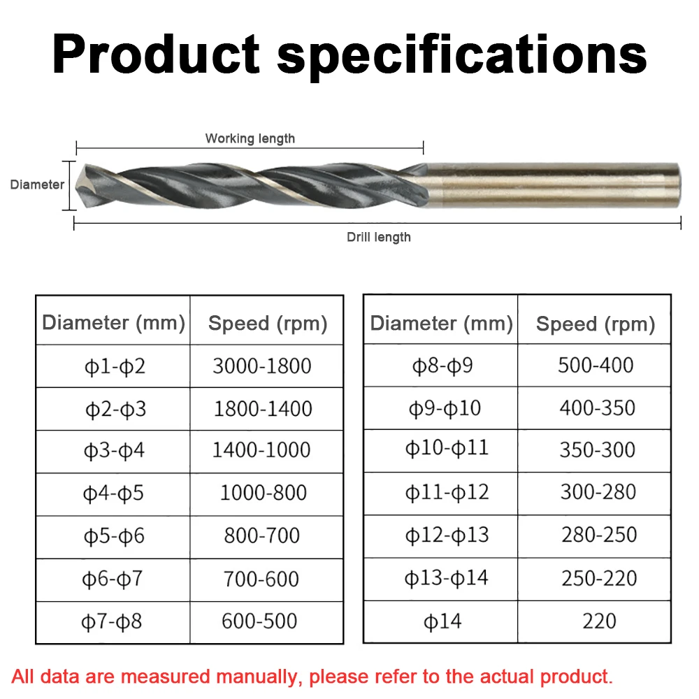 Cobalt Coated Twist Drill Bit HSS Drill Bit for Wood/Metal Hole Cutter Power Tool 1mm 2mm 3mm 4mm 5mm 7mm 8mm 9mm 10mm 12mm 16mm