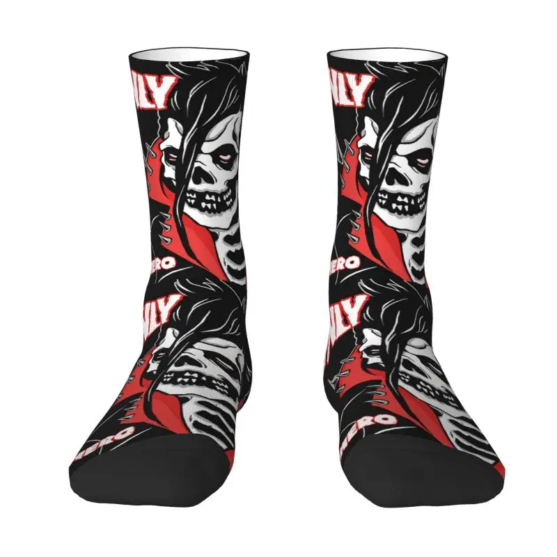 

Custom Rock Punk Band Misfits Skull Face Men Women Crew Socks Unisex Cool 3D Printed Heavy Metal Dress Socks