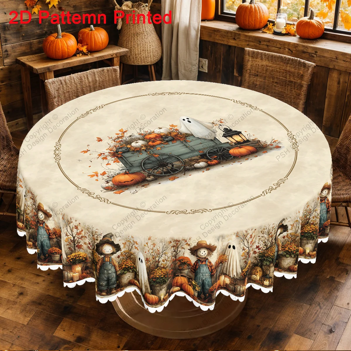 1 piece, Halloween-themed tablecloth, cute and cozy scarecrowzyc