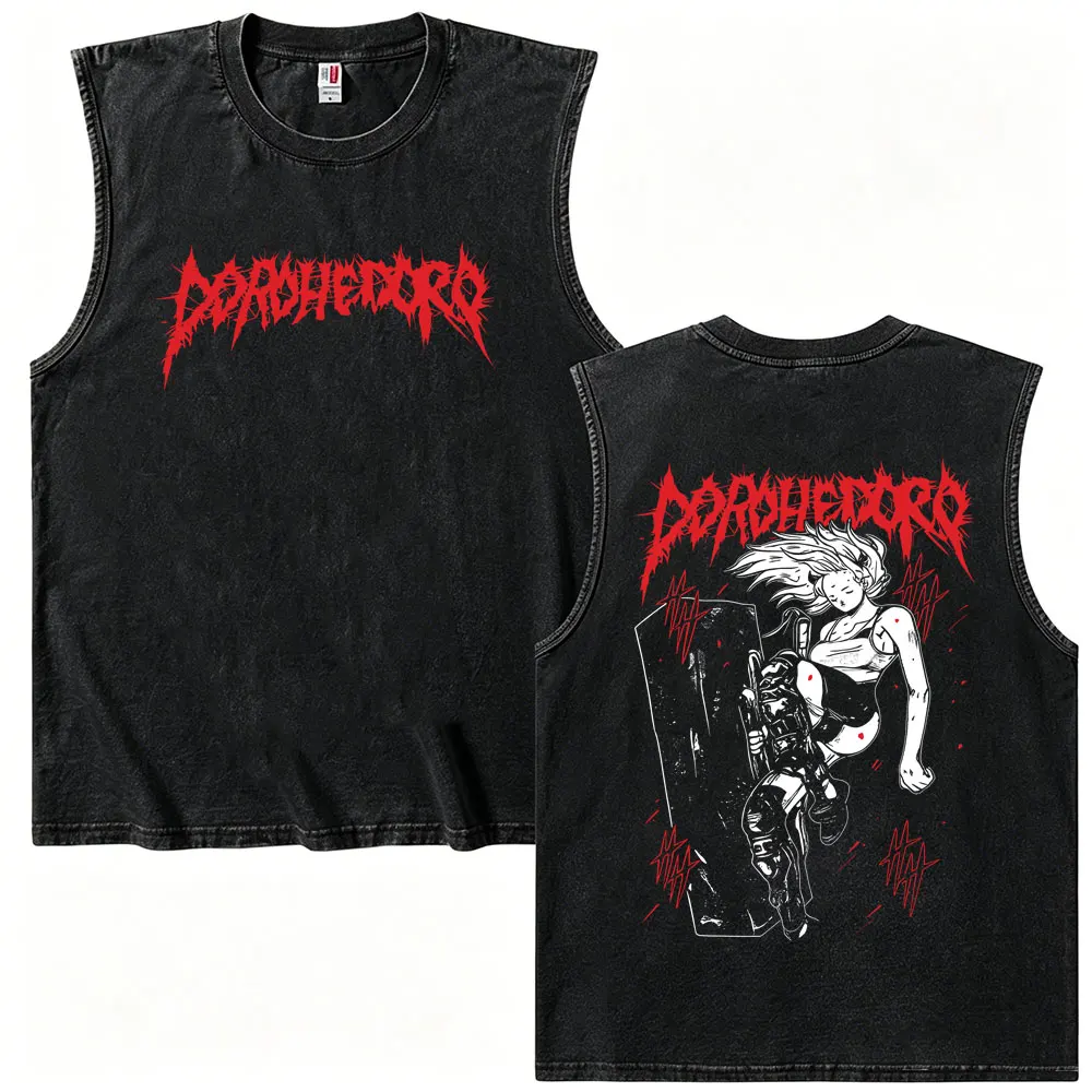 Anime Dorohedoro Vintage Washed Tank Tops für Männer und Frauen Manga Grafik T-Shirt Unisex 90er Gothic Rock Übergroße Ärmellose T-Shirts – Detail 3