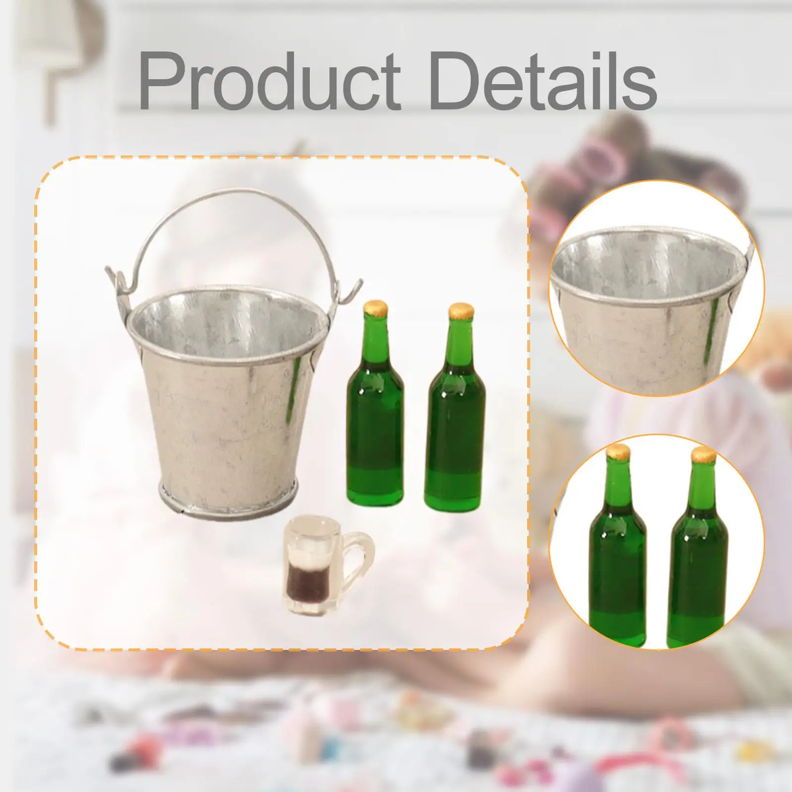 1/12 Bierbekers Flessenset Model Mini Ijsemmer Drank Koelcontainer Speelgoed