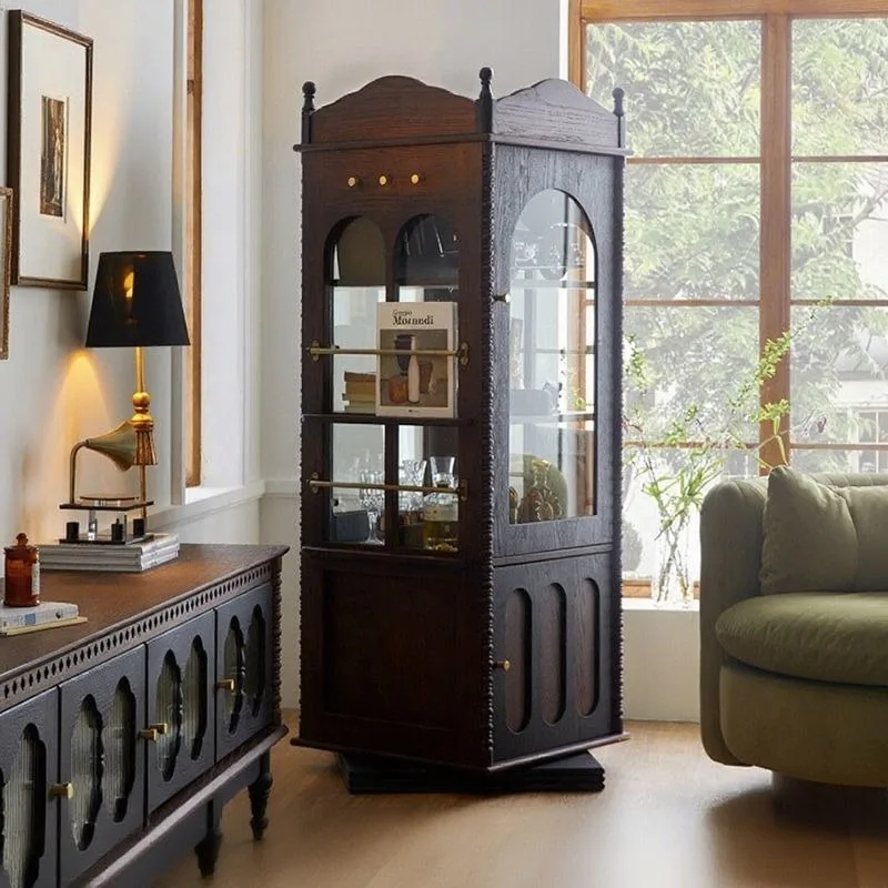 

bookcase retro rotating storage cabinet with glass door corner magazine cabinet living room vertical