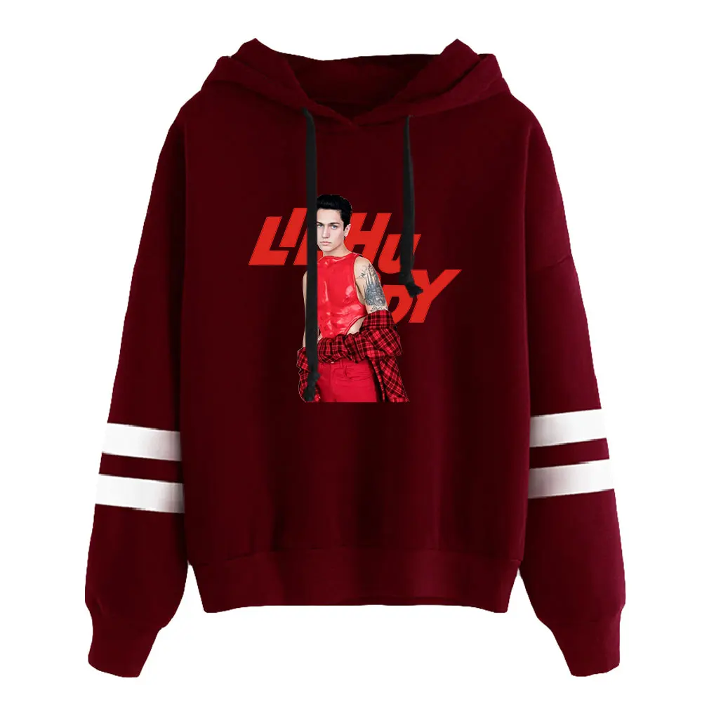 Lilhuddy Merch Hoodie Pocketless Parallel Bars Sleeve Streetwear Women Men Hooded Sweatshirt 2023 Young Youtuber Fashion Clothes