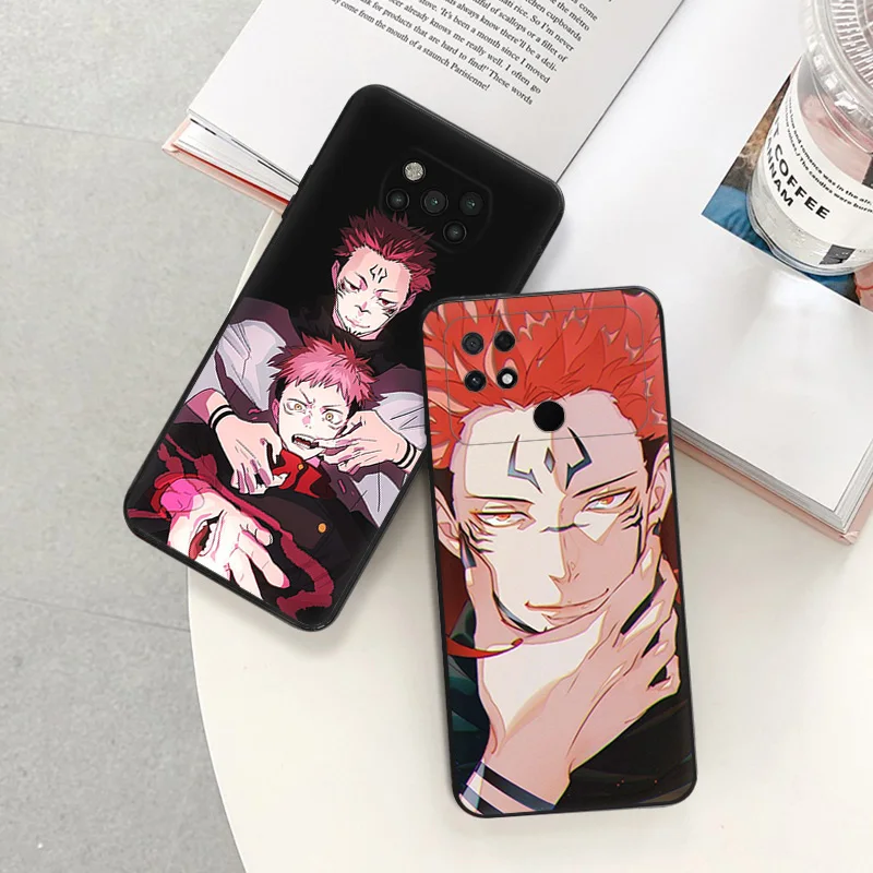 Matte Phone Case for Xiaomi Mi Poco F3 F4 F5 X3 X4 X5 M3 M4 Pro M5 C40 C50 C51 M5S Ryomen Sukuna Jujutsu Kaisen Black Soft Cover