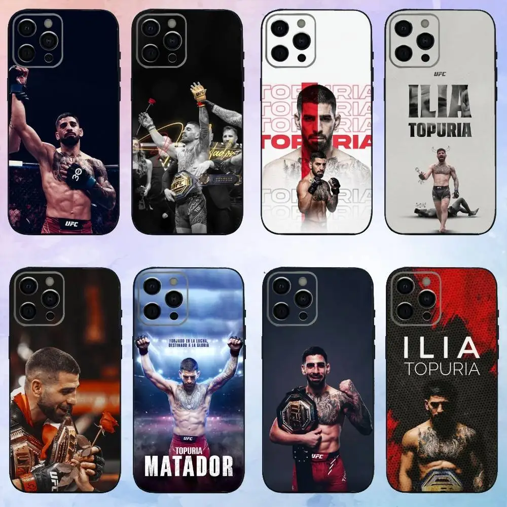 

I-Ilia Fighting T-Topuria Phone Case For iPhone17,16,15,14,13,12,11 Plus,Pro Max Soft Black Cover