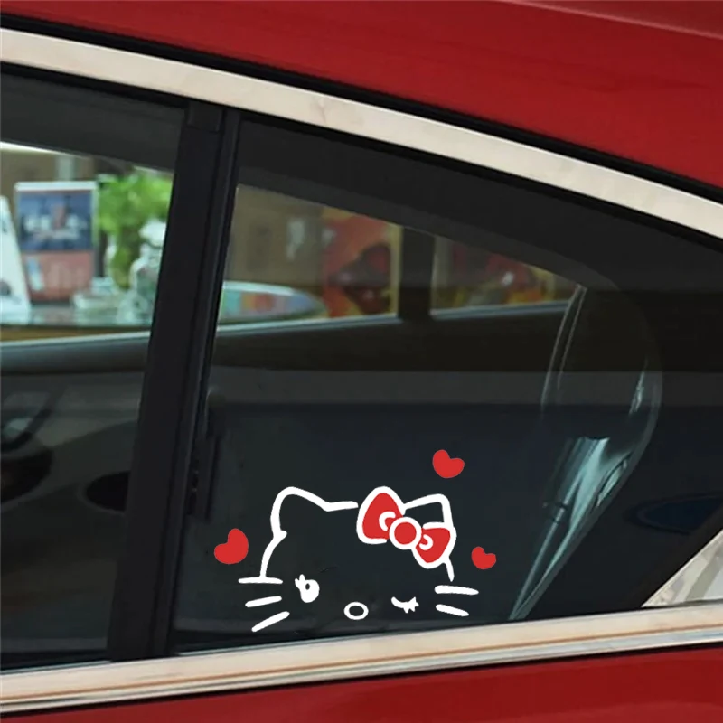 Kawaii Hello Kitty Sticker Rearview Mirror Sticker Car Body Decorative Sticker Truck Motorcycle HelloKitty Car Stickers