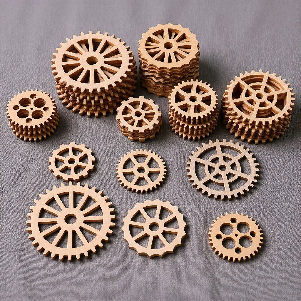 

50Pcs Wooden Hanging Gear Pendant Craft Ornament Smooth Wood Slices for Home Decor Wedding DIY Painting Coaster Project