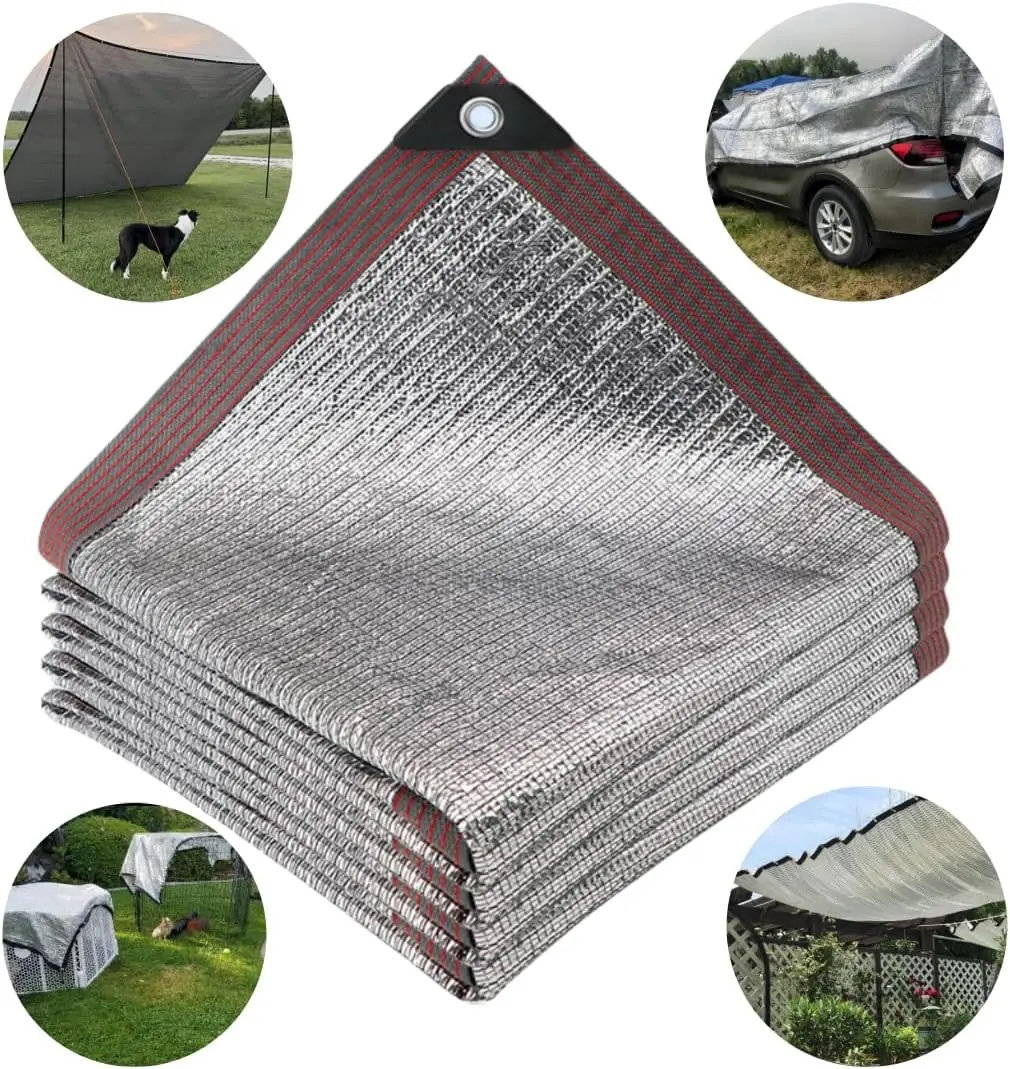 Aluminum Foil Shade Cloth- Sun Block Fabric Cover Canopy Sun Reflect Silver Shade Net for Patio Porch Garden,Greenhouse,Pergola