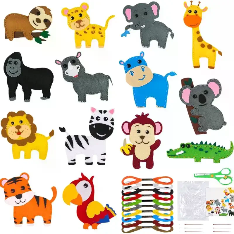 Bosdieren Knutselset Boswezens DIY Naaien Vilt Pluche Dieren Voor Kinderen Beginners Educatieve Naaiset Meisje Kunst Speelgoed