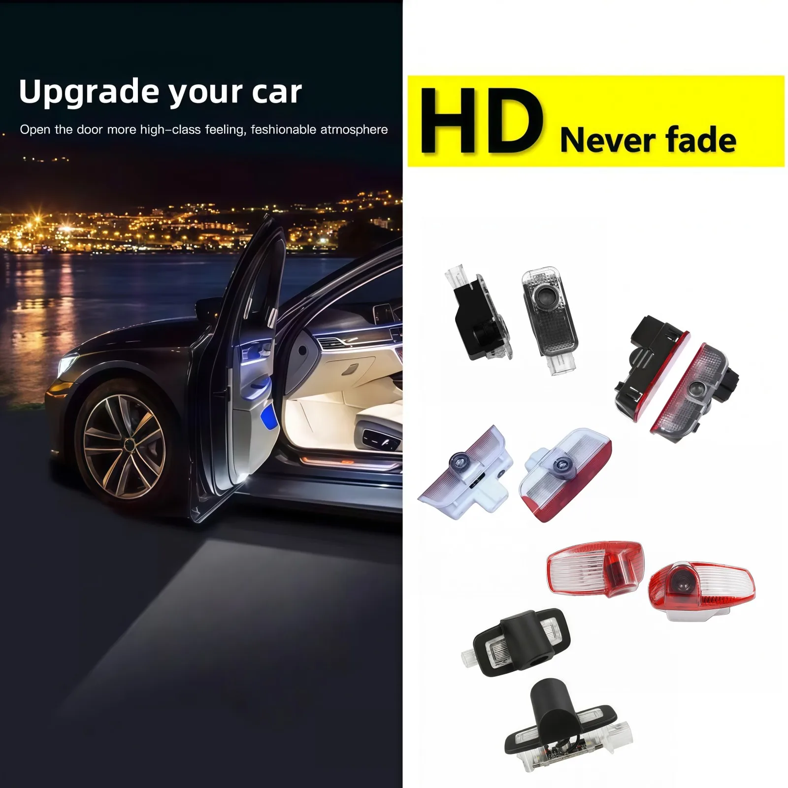 HD 2 pièces LED lumière de porte de voiture pour Porsche Boxster 718 911 Macan Cayenne 957 958 Panamera 970 971 Tayan 987 Cayman projecteur lumières