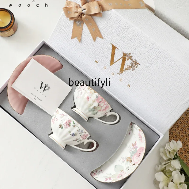 

Coffee to cup and saucer set, exquisite high-end afternoon tea, birthday wedding housewarming gift, Mid-Autumn Festival