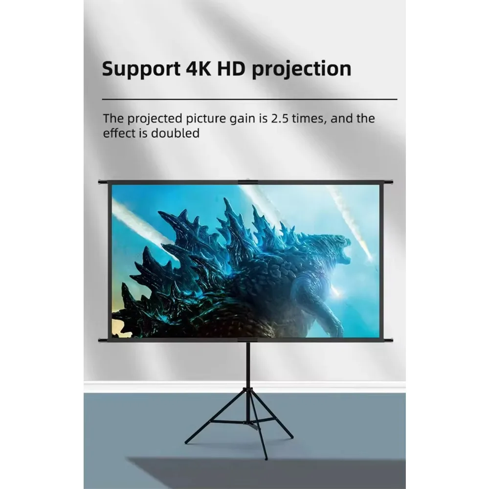 شاشة عرض فيلم مع حامل أبيض مضاد للضوء Alr 120 بوصة شاشة عرض ثلاثية القوائم للفناء الخلفي للمسرح الخارجي #4