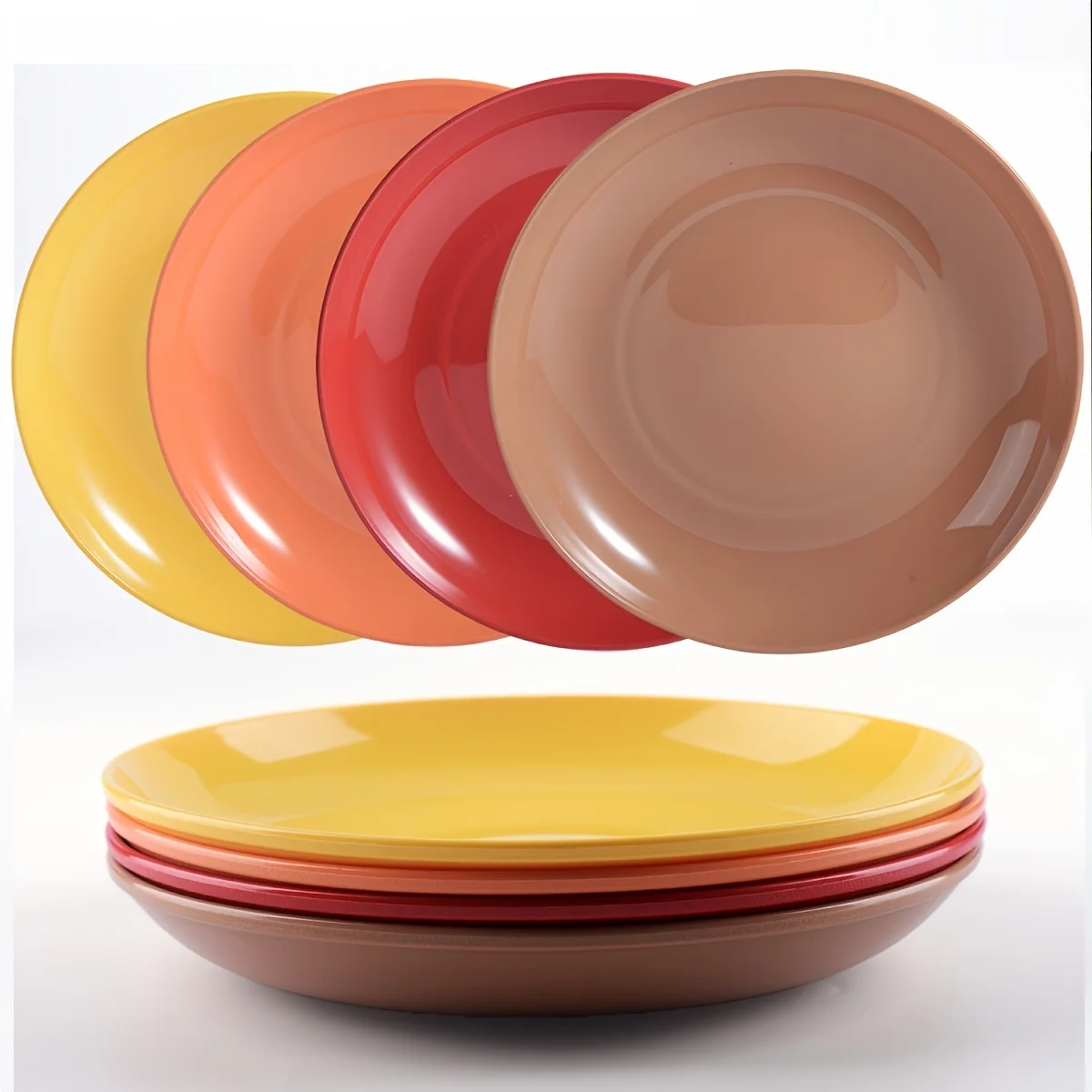 

4PCS Plastic Plate Serving Circular Tray Fruit Dessert Plate Kitchen Supplies Dining Plates Dishwasher Microwave Oven Safety