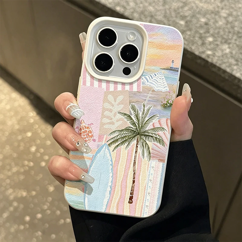 Summer Surfboard Tree Pattern  Case For Samsung S26 S25 S24 S23 S22 S21 S20 S10 Plus FE Ultra 4G 5G Shockproof Cover