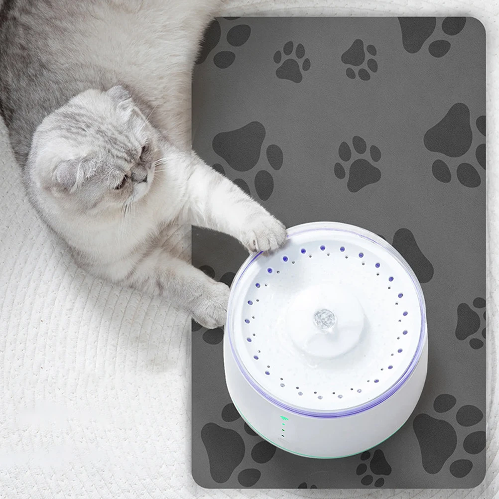 

Pet Feeding Mat Stylish Dog Paw Gray Quick Dry Absorbent Nonslip Feeding Pad Resting Sleeping Mat Thick Pet Placemat
