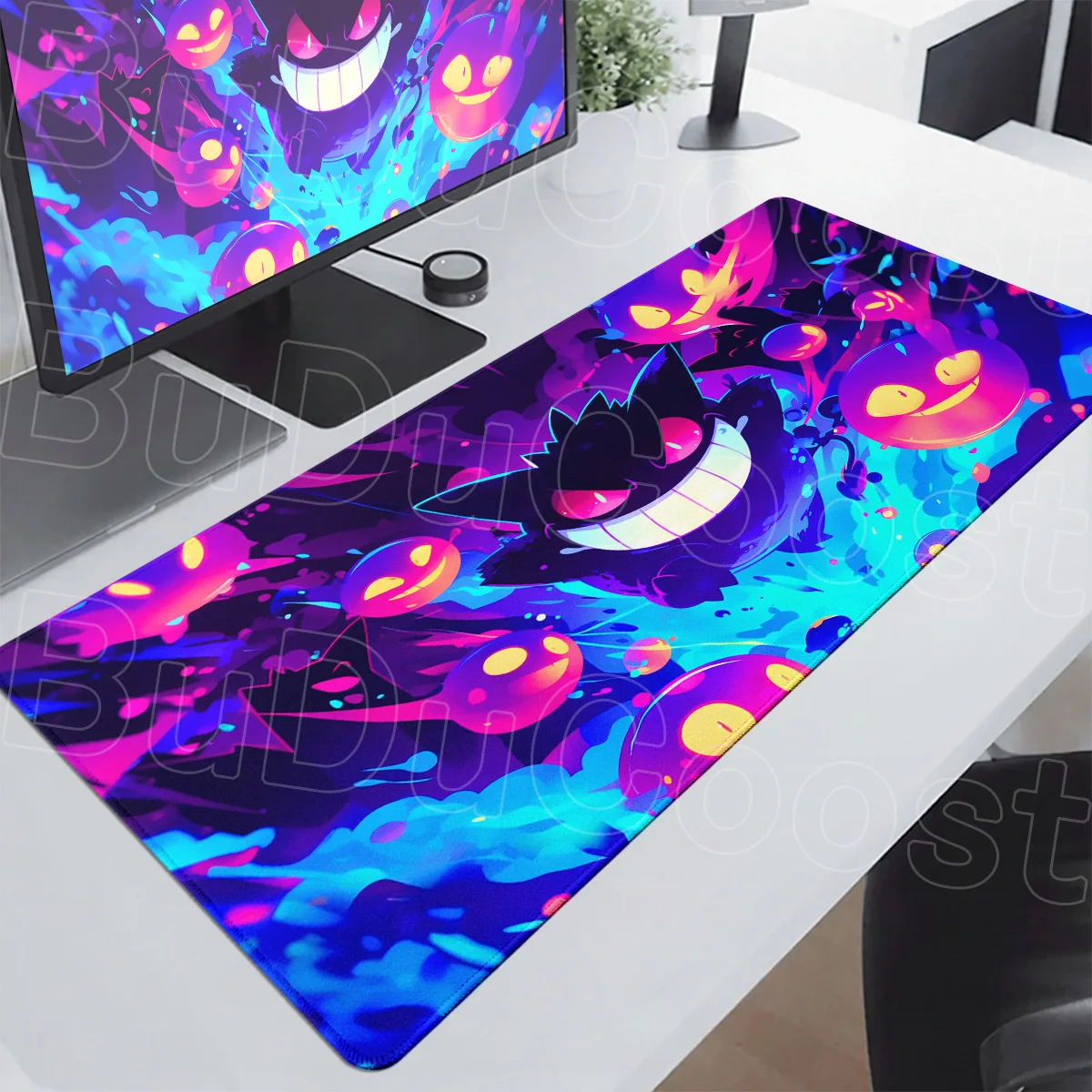Large Computer Desk Pad 90x40cm Cute Anime Mouse Mat Gengar Gamer Keyboard with Stitch Edge Pokemon Pc Office Gaming Accessories