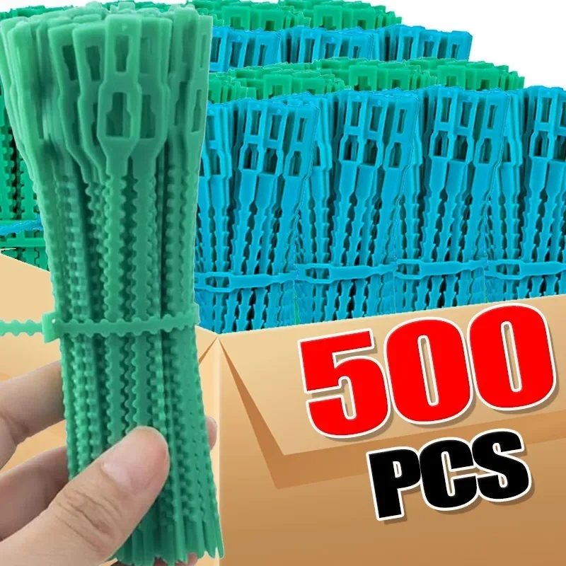 500/10PCS Garden Cable Ties Adjustable Plants Ties Support Fastener Self Locking Plastic Zip Cables Tie Shrubs Loop Wrap Rings