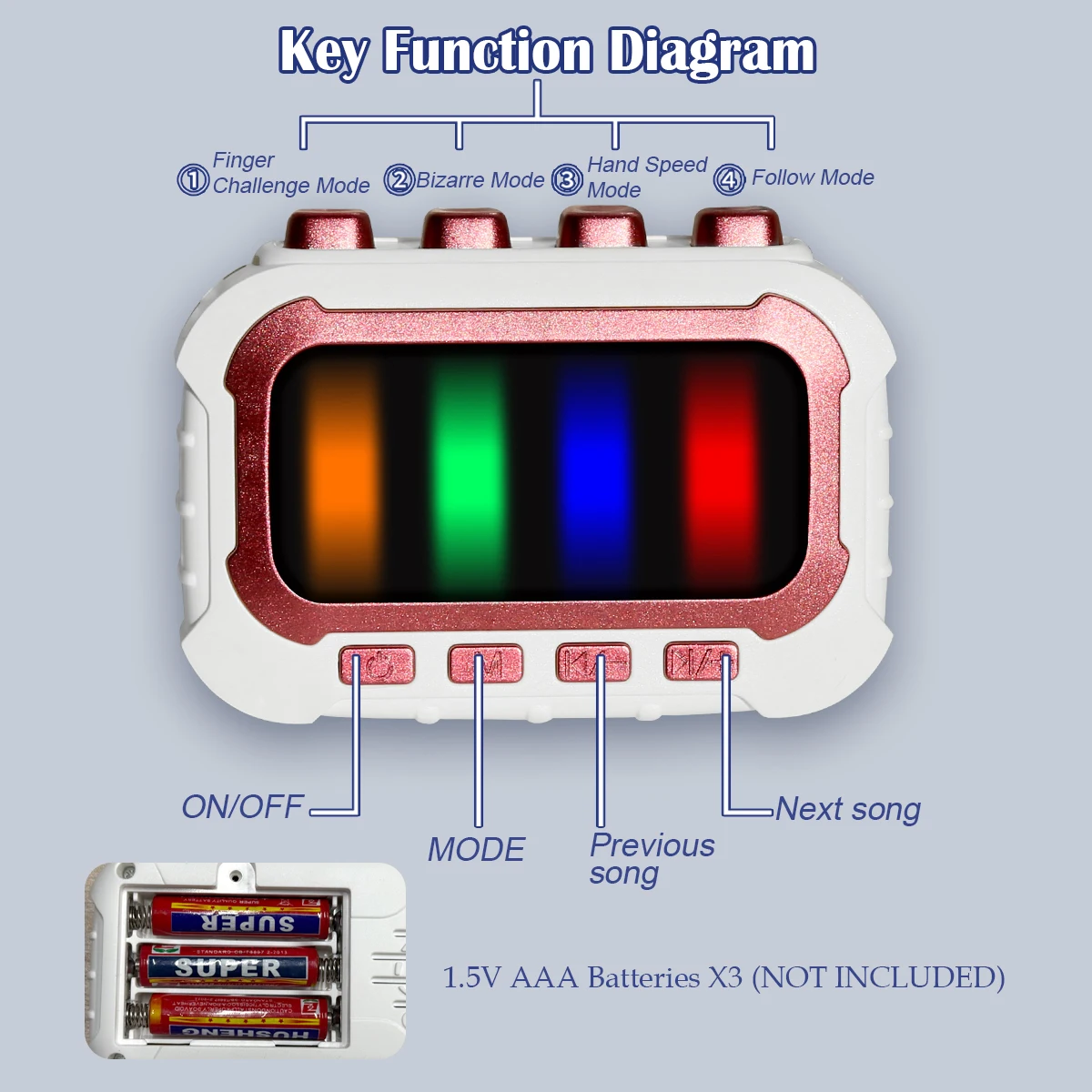 ألعاب موسيقى إيقاع فليك، إيقاع الإصبع مع أضواء وموسيقى للأطفال 20 مسارات إيقاعية 4 أوضاع ألعاب هدايا للأولاد والبنات #5