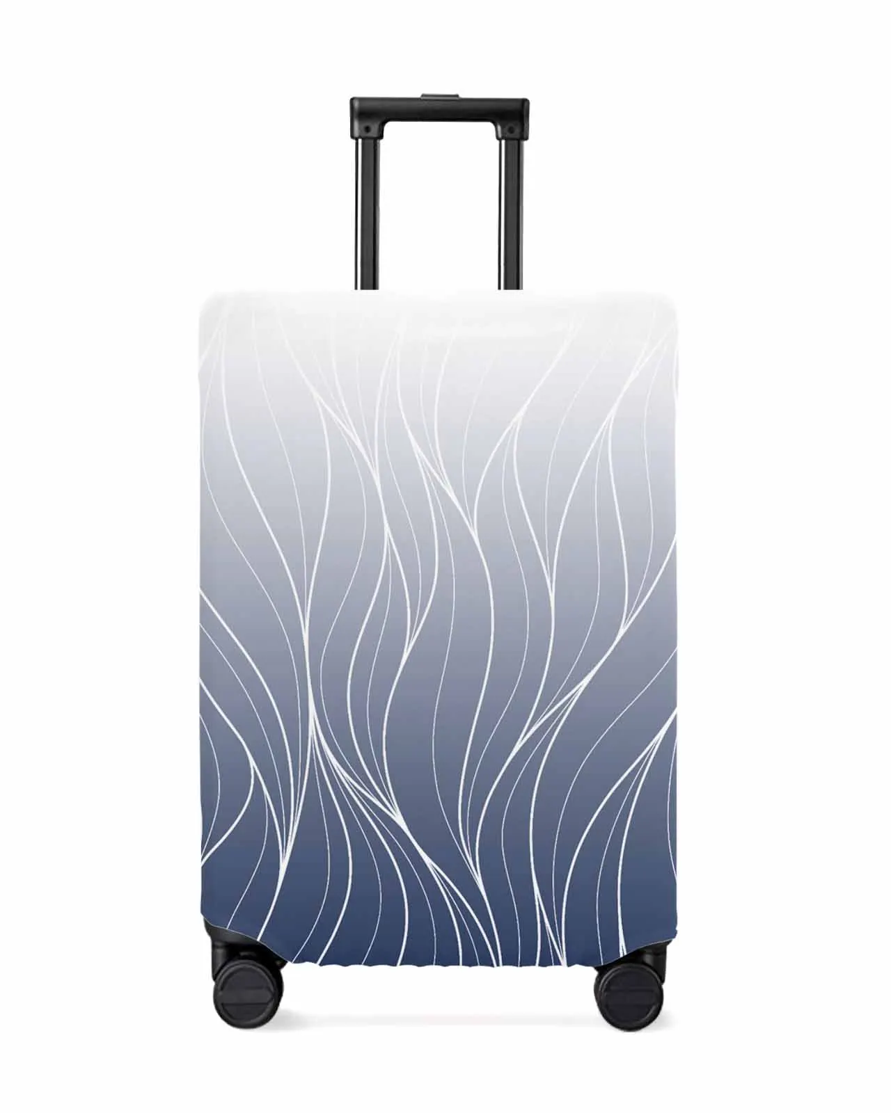 

Navy Blue Gradient Line Texture Luggage Cover Elastic Baggage Cover For 18-32 Inch Suitcase Case Dust Cover