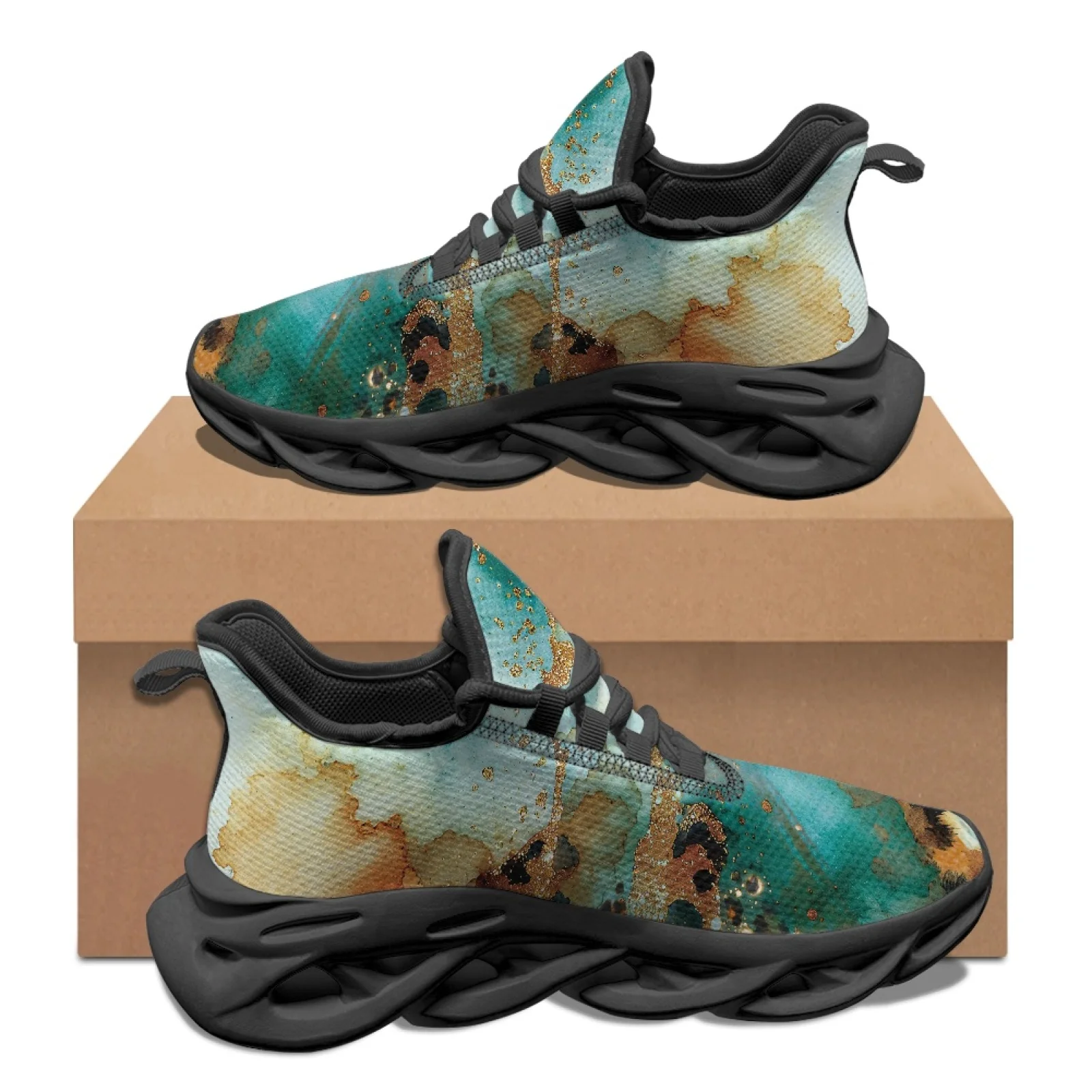PENSTROLL Leopard Print Marble Lightweight Mens Running Sneaker for Gym Mesh & EVA Fashion Sneakers Work Shoes For Men