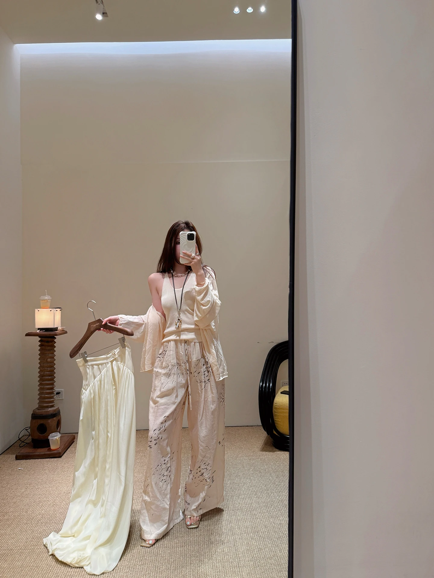 

IUIU Arjing Home Summer New Light Oxygen Wide Leg Pants Women's Novel Design Sensation Long Trousers Breathable Casual Pants