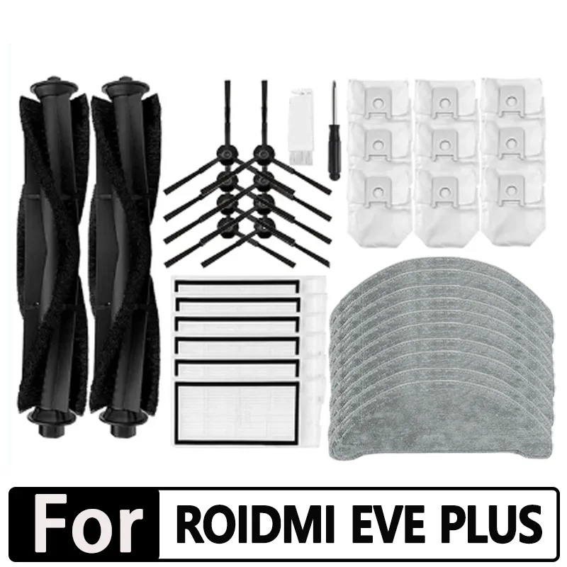 

For ROIDMI EVE PLUS Accessories Robot vacuum cleaner Dust bags HEPA filter main brush mop cloth Replacement spare parts