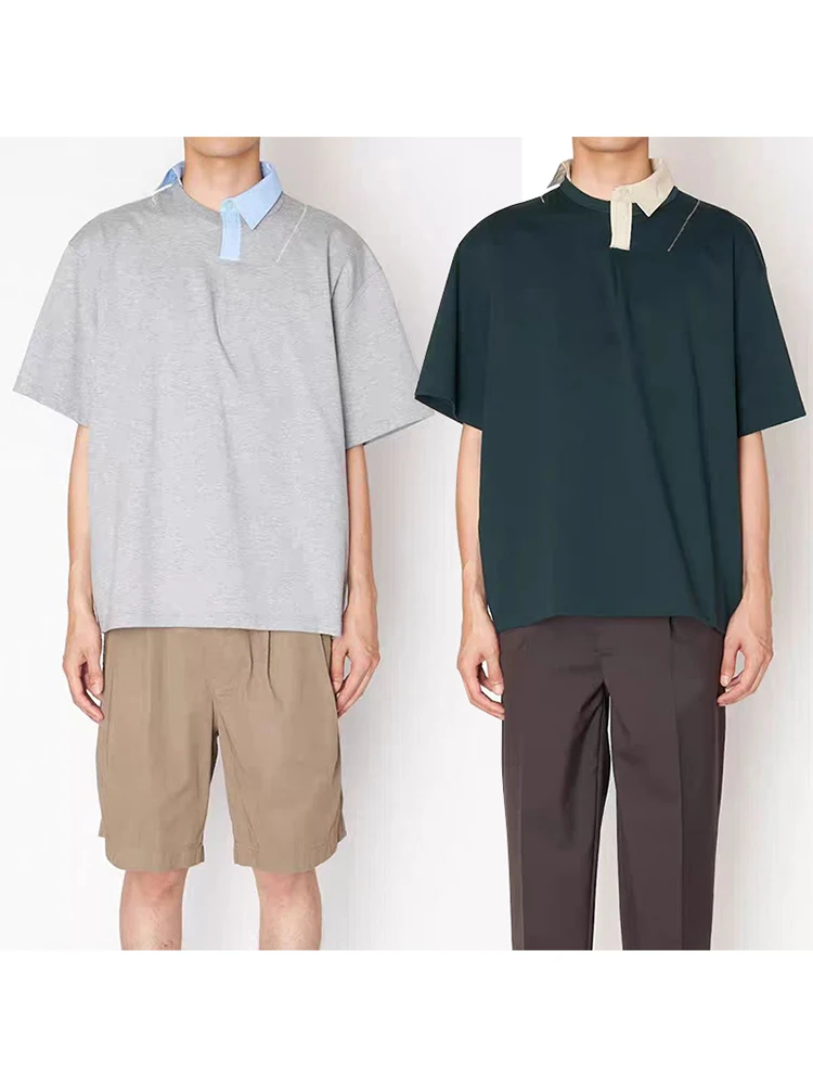 

Asymmetric Collar ort Sve Pure Cotton Men's T-irt 25SS Tagkita Youth Faion Breathable Busin Sle Casual T-irt