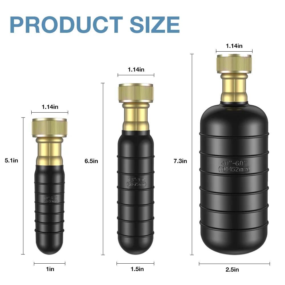 كيس تصريف مناسب لأنابيب الصرف الصحي من 1 بوصة إلى 2 بوصة / 1.5 بوصة إلى 3 بوصات / 4 بوصات إلى 6 بوصات / كيس تنظيف مجاري مطاطي، يستخدم لتنظيف المجاري المسدودة وأنابيب المياه #2