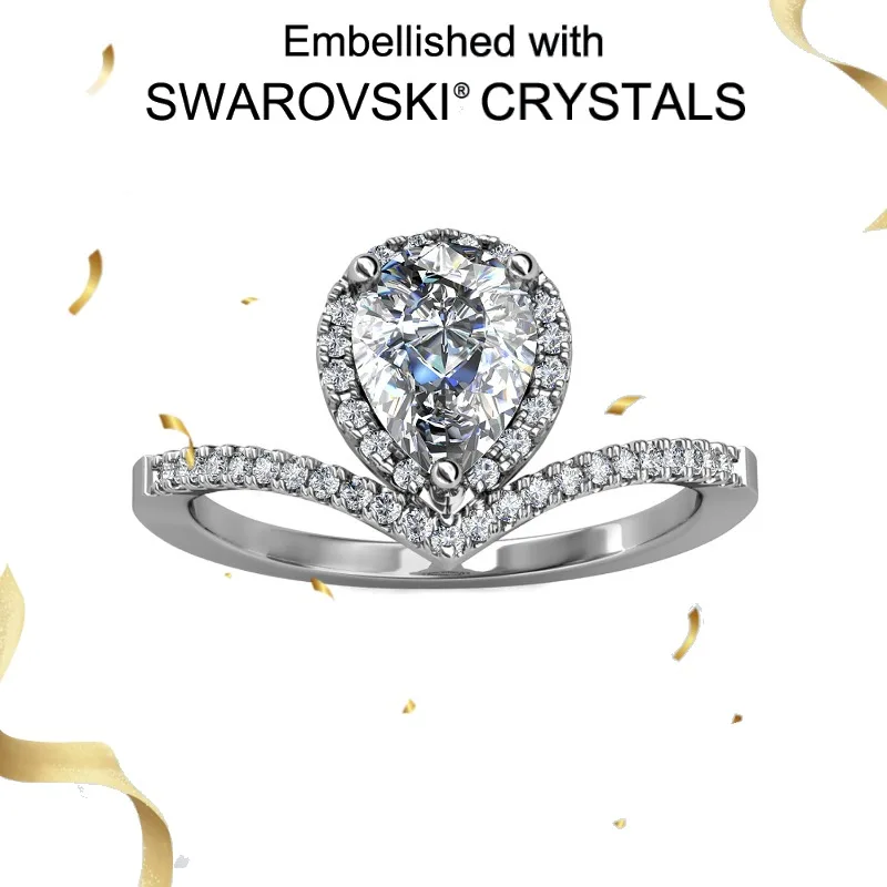 

Daisini, стерлинговое серебро 925 пробы, капля воды, кристаллы Сваровски, кольцо с короной, белое золото 18 карат, свадебные украшения для помолвки для женщин