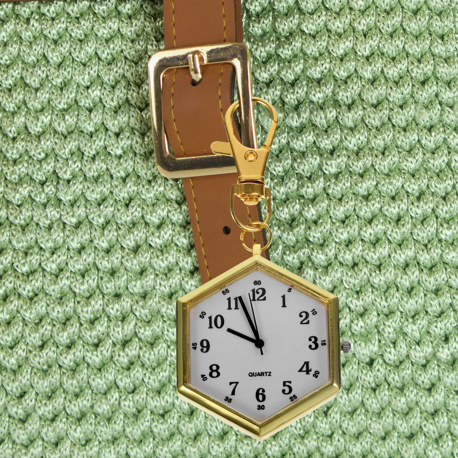 

Pocket Watch Key Chain Mini Gold Vintage Men Chain Ring Buckle Pendant Decor Retro Hexagonal Shape Durable Creative Practical