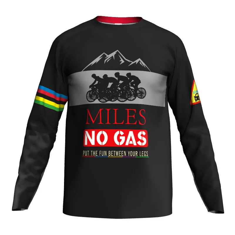 

Long Sleeve Motocross Black Shirt, Downhill Bicycle Clothes, Cycling MTB Sport Top Wear, Road Race, Mountain Bike Jersey, No Gas