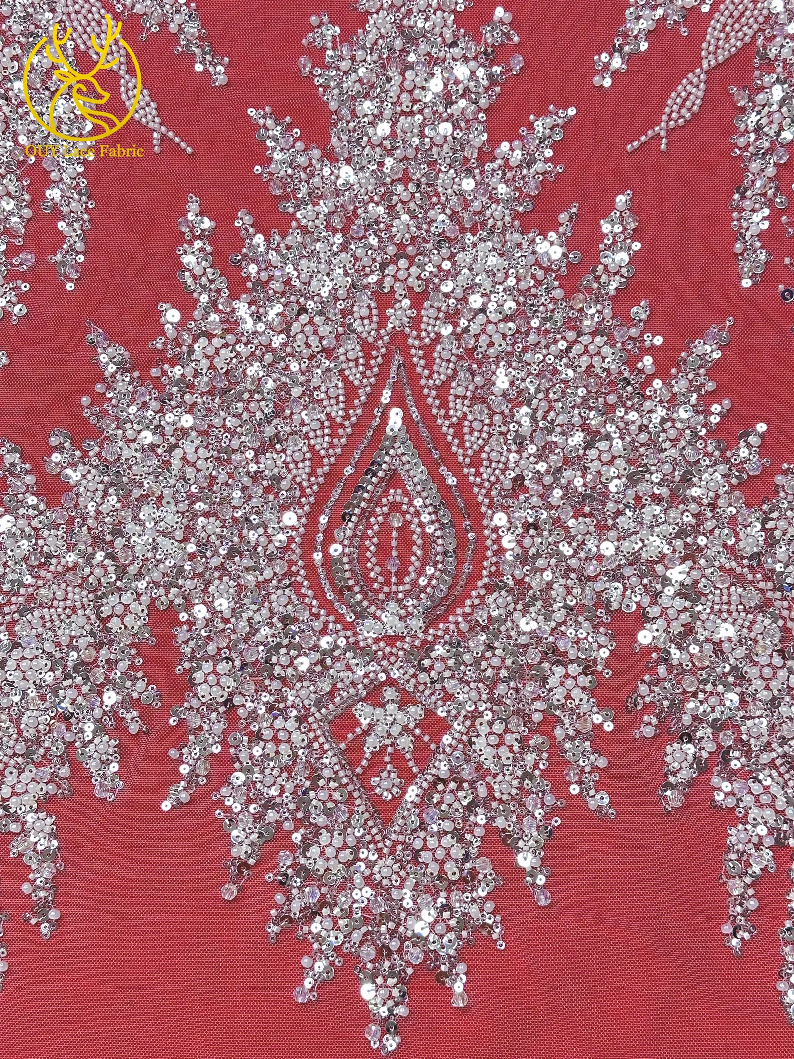 Neues Design Afrikanischer Bräutigam Stickerei-Perlen-Spitzenstoff Hochwertiger Französischer Pailletten-Netzstoff Nigerianisches Damen-Abendkleid – Detail 7