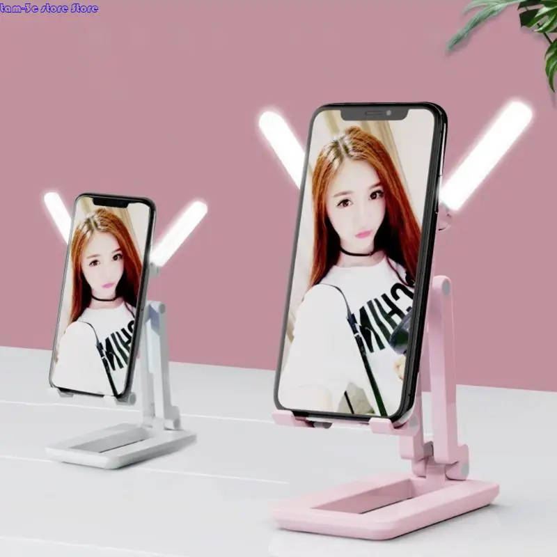

D0UA Desktop Holder Foldable Cellphone Live Broadcast Fill Light Bracket