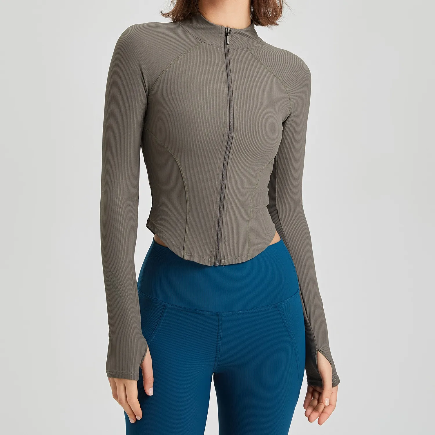 Veste de yoga à manches longues pour femme, manteau de sport nu, manteau de course coupe couvertes, vêtements de fitness à séchage rapide, vestes d'entraînement