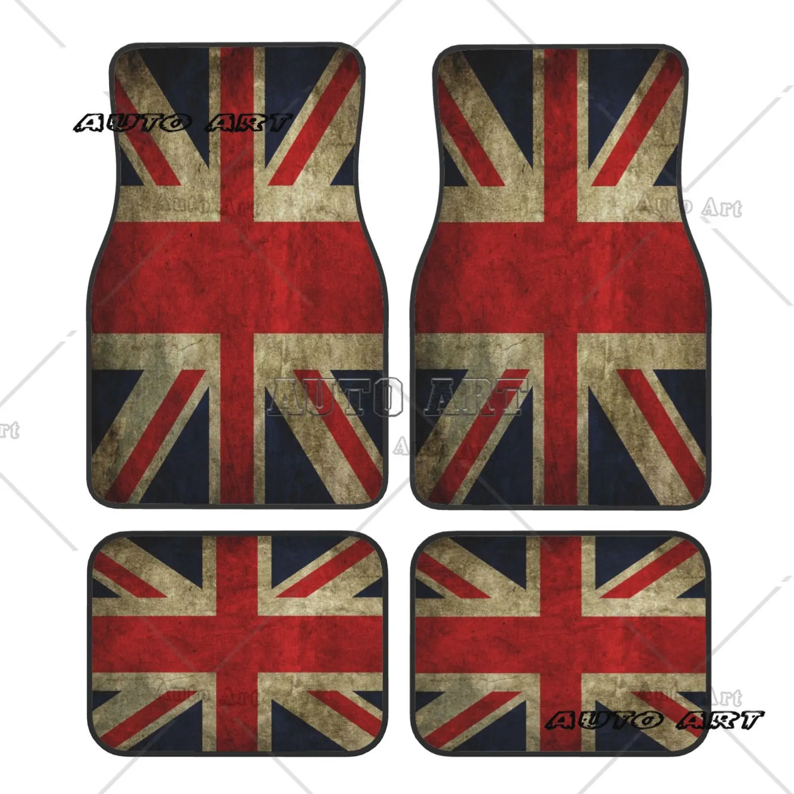 

Retro British Flag Car Floor Mats Set of Four Patriotic Compatible for AllWheel Foot Mats Car Accessories