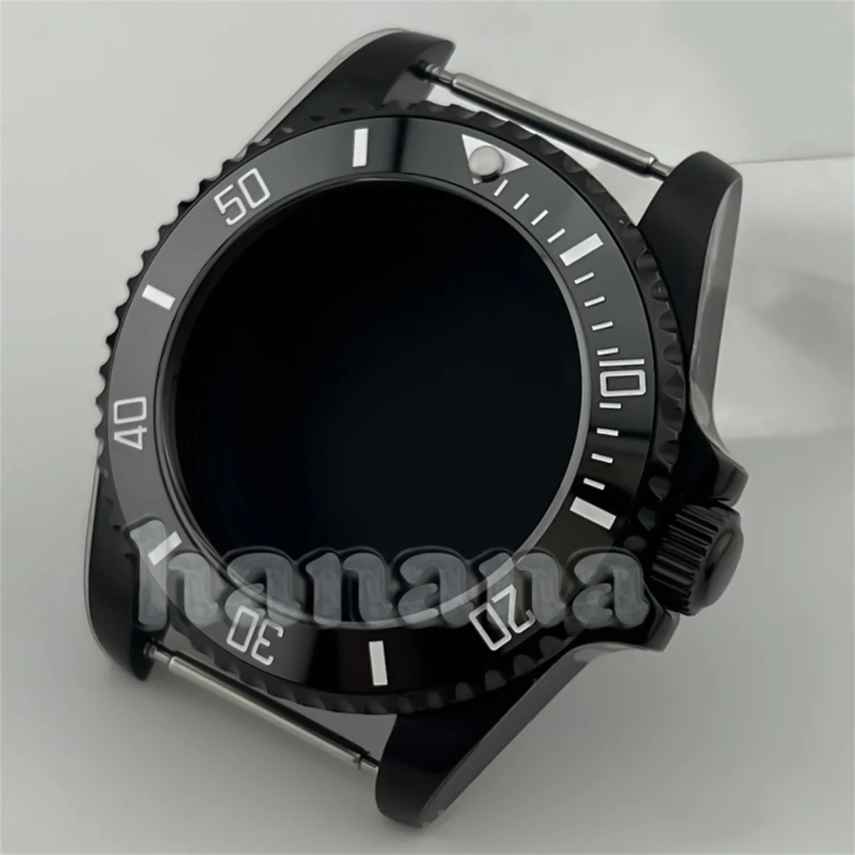 علبة غوص NH35 PVD سوداء 43 مم إطار سيراميك مدمج في العلبة مناسبة لحركات NH34 NH35A NH36 38 ETA2824 PT5000